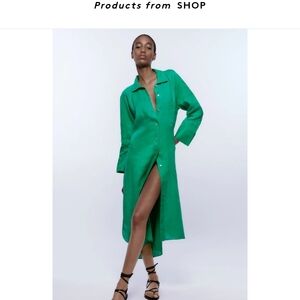 Green Button-Up Midi Dress